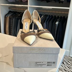 Jimmy Choo 85 pumps in off white/brown